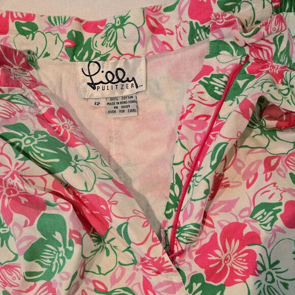 Vintage Lilly Pulitzer White Label Baggy Knee-Length Shorts, Self Belt, Sz 12 - Picture 6 of 10